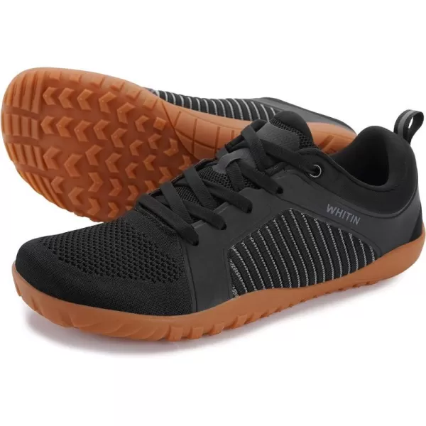 imageWHITIN Mens Barefoot TrailRunning Shoes  ZeroDrop  Aggressive GripW51 Black Gum