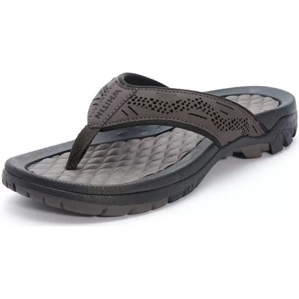 imageWHITIN Mens Flip Flops  Outdoor Thong Sandals  Arch Support  Slip ResistantBrown