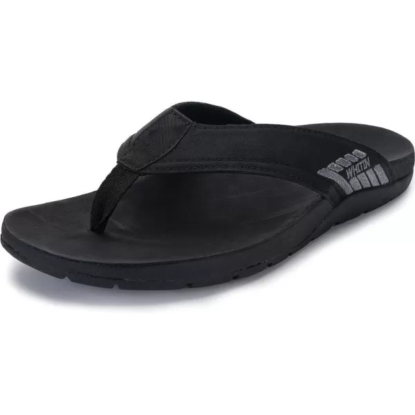 imageWHITIN Mens Leather Arch Support Flip Flops  Orthotic Thong SandalsC61  Black