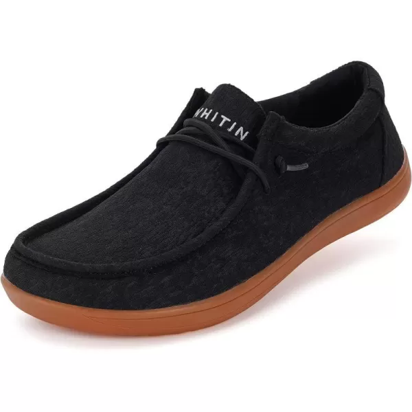 imageWHITIN Mens Minimalist Barefoot Sneakers  Wide fit  Zero Drop Sole  Upgraded FootbedW86  Black Gum