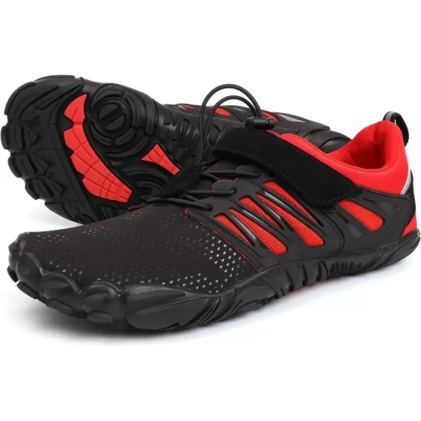 imageWHITIN Mens Minimalist Trail Runner  Wide Toe Box  Barefoot Inspired1 Black Red