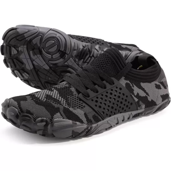 imageWHITIN Mens Minimalist Trail Runner  Wide Toe Box  Barefoot Inspired4 Camo Black