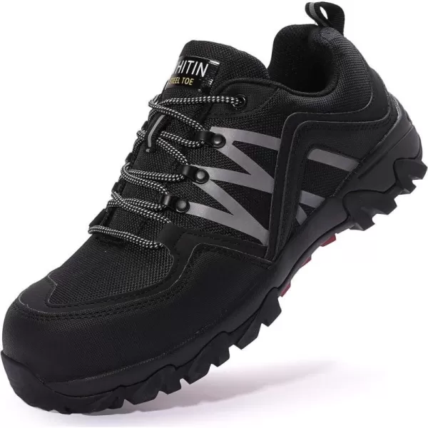 imageWHITIN Mens Steel Toe Slip Resistant Puncture Proof Construction Safety Work ShoesBlack