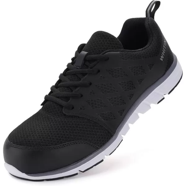 imageWHITIN Mens Steel Toe Slip Resistant Puncture Proof Construction Safety Work ShoesMesh Black