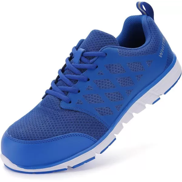 imageWHITIN Mens Steel Toe Slip Resistant Puncture Proof Construction Safety Work ShoesMesh Blue