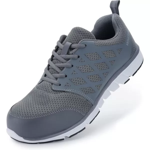 imageWHITIN Mens Steel Toe Slip Resistant Puncture Proof Construction Safety Work ShoesMesh Grey