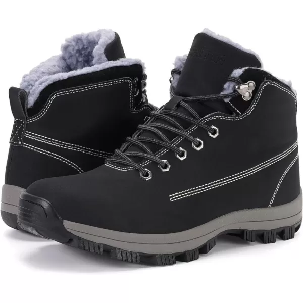 imageWHITIN Mens Waterproof ColdWeather BootsBlack Nubuck