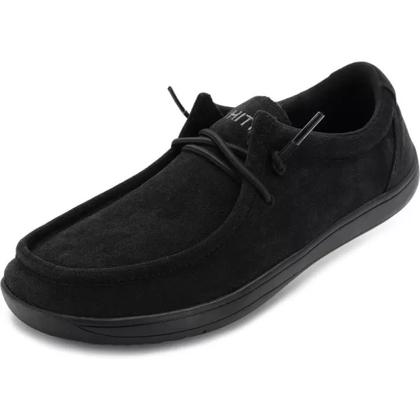 imageWHITIN Mens Wide Barefoot Slipon Loafers  Zero Drop Sole  Minimalist Casual LifestyleW861 All Black