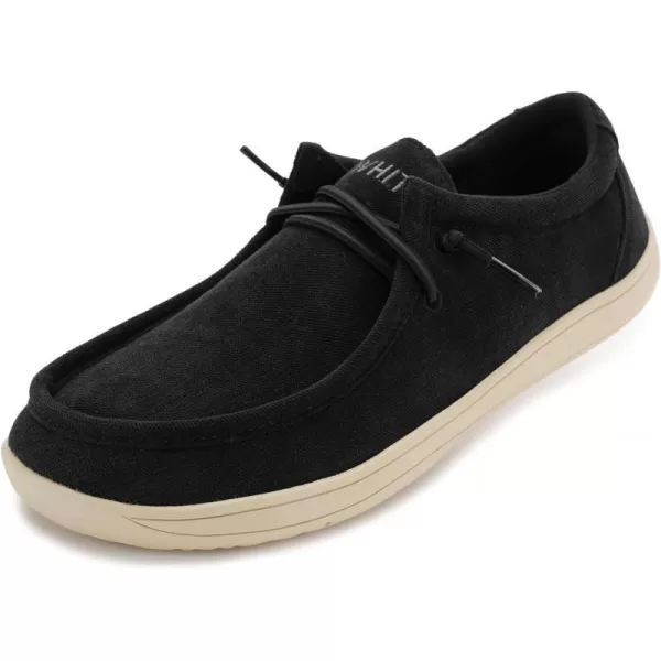 imageWHITIN Mens Wide Barefoot Slipon Loafers  Zero Drop Sole  Minimalist Casual LifestyleW861 Black Beige