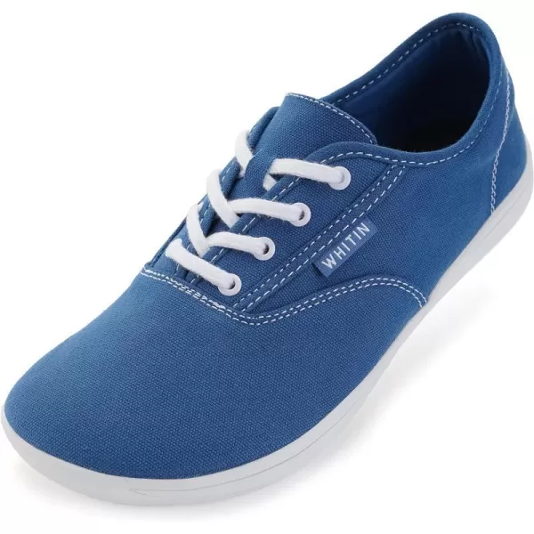 imageWHITIN Mens Wide Canvas Barefoot Sneakers  Zero Drop Sole  Minimalist FootwearW87  Blue