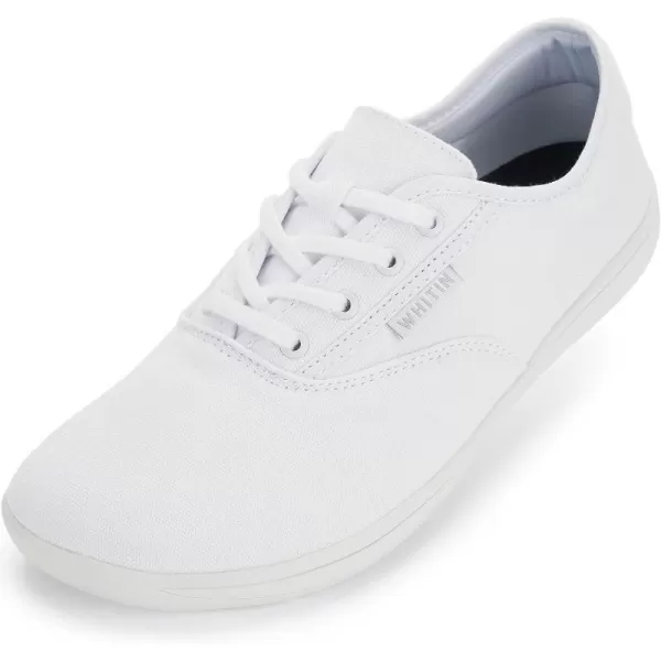 imageWHITIN Mens Wide Canvas Barefoot Sneakers  Zero Drop Sole  Minimalist FootwearW87  White