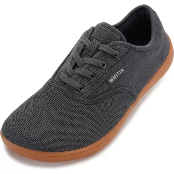 imageWHITIN Mens Wide Canvas Barefoot Sneakers  Zero Drop Sole  Minimalist FootwearW872  Grey Gum Knit Upper