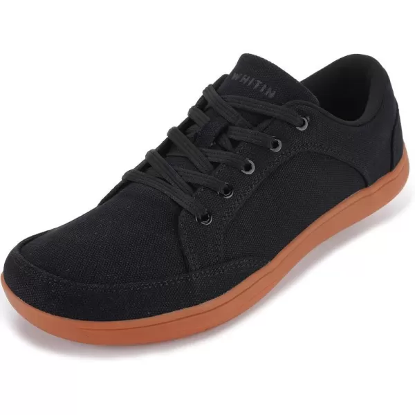 imageWHITIN Mens Wide Canvas Barefoot amp Minimalist Shoes  Zero Drop Sneaker  Natural FeelW891  BlackGum