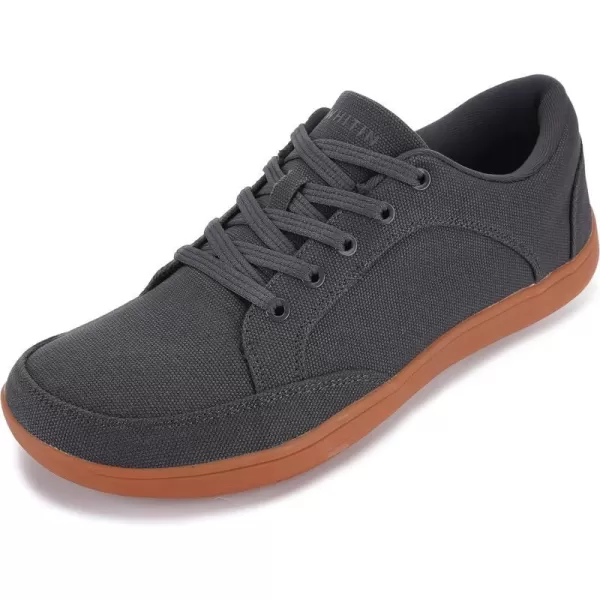 imageWHITIN Mens Wide Canvas Barefoot amp Minimalist Shoes  Zero Drop Sneaker  Natural FeelW891  Dark Grey