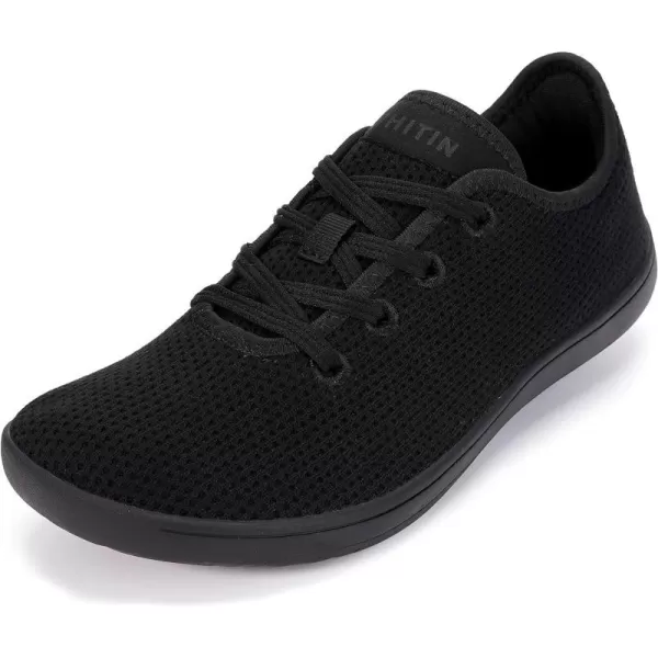 imageWHITIN Mens Wide Casual Barefoot Sneakers  Zero Drop Sole  Minimalist StyleW88  All Black