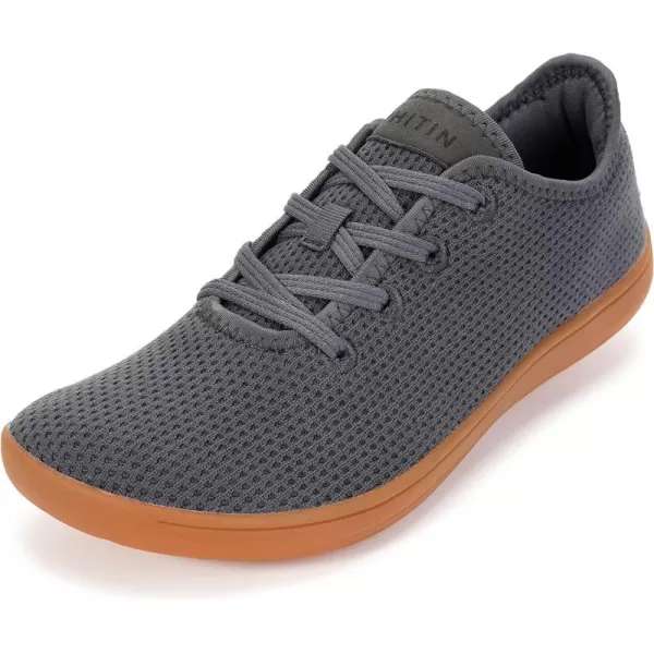 imageWHITIN Mens Wide Casual Barefoot Sneakers  Zero Drop Sole  Minimalist StyleW88  Grey Gum