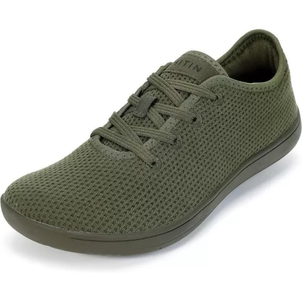 imageWHITIN Mens Wide Casual Barefoot Sneakers  Zero Drop Sole  Minimalist StyleW88  Olive Green
