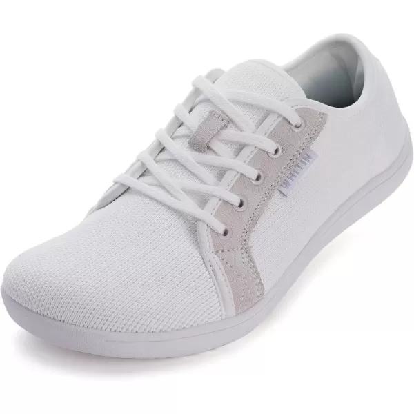 imageWHITIN Mens Wide Minimalist Barefoot Sneakers  Zero Drop Sole  Optimal RelaxationW81 All White