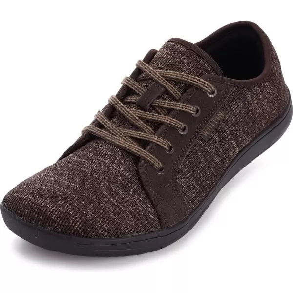 imageWHITIN Mens Wide Minimalist Barefoot Sneakers  Zero Drop Sole  Optimal RelaxationW81 Brown
