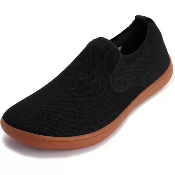 imageWHITIN Mens Wide Slip on Barefoot Shoes  Minimalist Sneakers  Elastic CollarW862  Black Gum