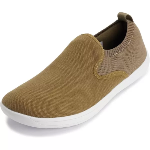 imageWHITIN Mens Wide Slip on Barefoot Shoes  Minimalist Sneakers  Elastic CollarW862  Khaki