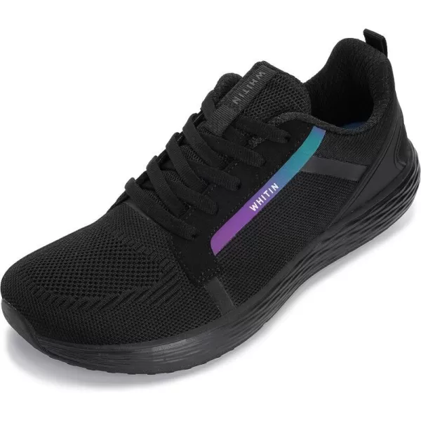imageWHITIN Mens Wide Toe Box  Zero Drop Sole Road Running Shoes  Rubber OutsoleBlack