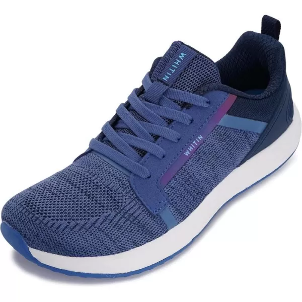imageWHITIN Mens Wide Toe Box  Zero Drop Sole Road Running Shoes  Rubber OutsoleDark Blue