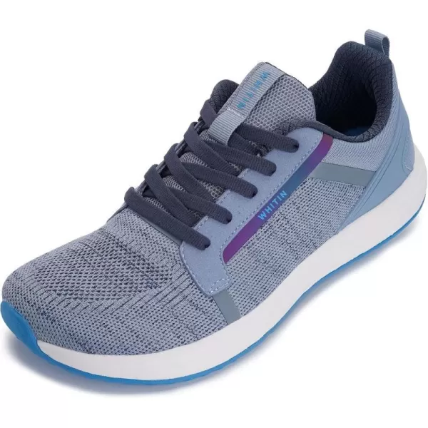 imageWHITIN Mens Wide Toe Box  Zero Drop Sole Road Running Shoes  Rubber OutsoleLight Blue