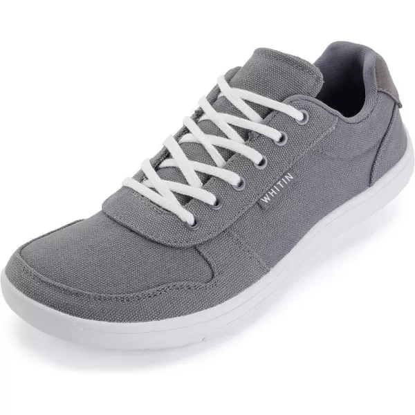 imageWHITIN Mens Wide Toe Box Barefoot Shoes  Canvas Minimalist Sneakers  Zero Drop SoleW882  Grey White