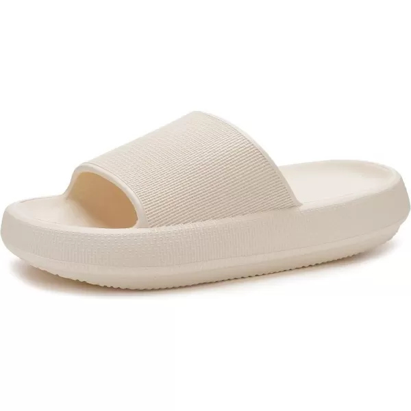 imageWHITIN Pillow Slippers for Women Non Slip  Cushioned Thick Sole Slides  Quick Drying Bathroom SandalsBeige