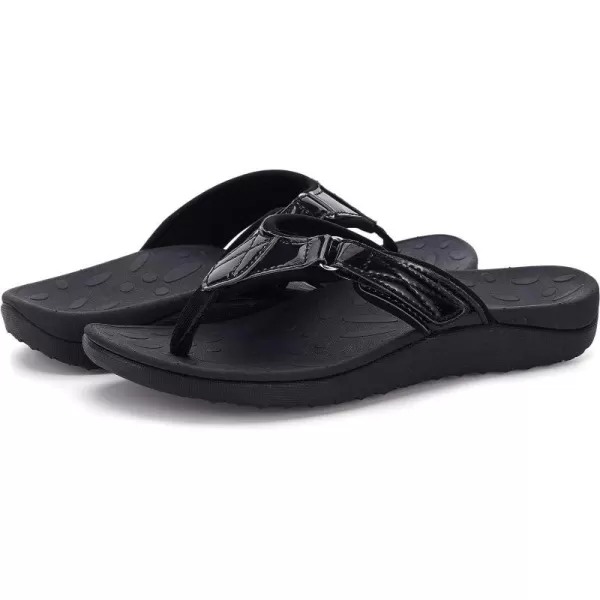 imageWHITIN Womens Flip Flops Thong Sandals  Orthotic Arch Support  Soft Toe Post  Deep Heel CupAdjustable Black