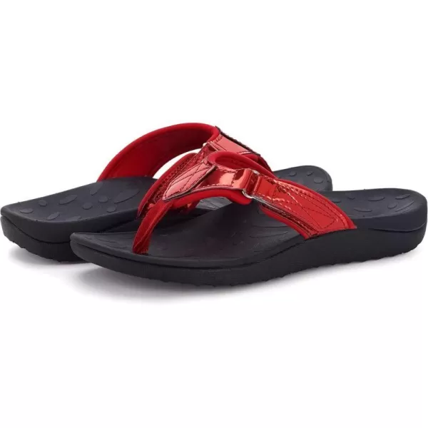 imageWHITIN Womens Flip Flops Thong Sandals  Orthotic Arch Support  Soft Toe Post  Deep Heel CupAdjustable Red