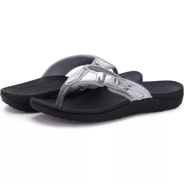 imageWHITIN Womens Flip Flops Thong Sandals  Orthotic Arch Support  Soft Toe Post  Deep Heel CupAdjustable Silver