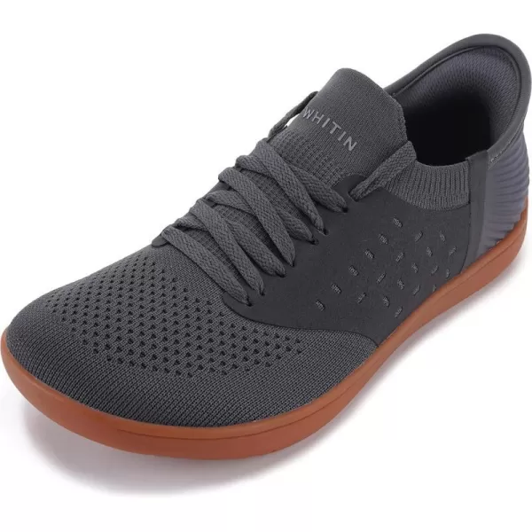 imageWHITIN Womens Hands Free Slip Ins  Wide Barefoot Shoes with Zero Drop SoleDark Grey