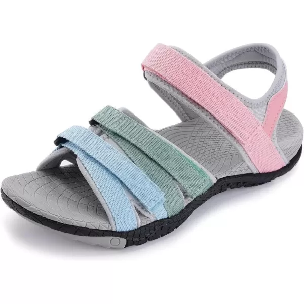 imageWHITIN Womens Hiking Sandals with Arch Support  Adjustable Hook and Loop Straps  Durable Sport Sandals for Outdoor AdventureC51  Colormulti