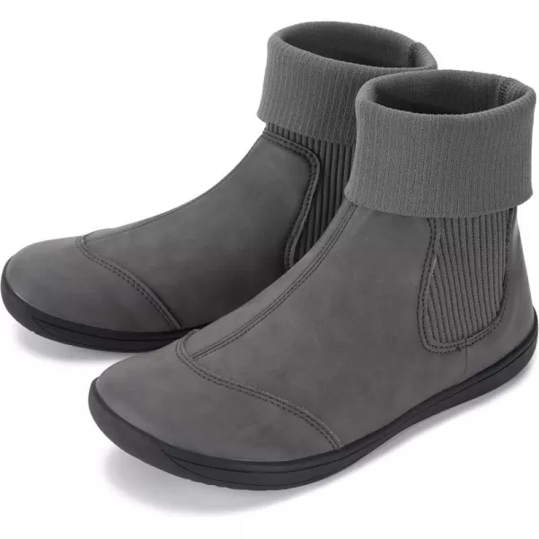 imageWHITIN Womens Minimalist Barefoot Chelsea Boots  Stacked Socklike Cuffs  Wide WidthW821  Grey