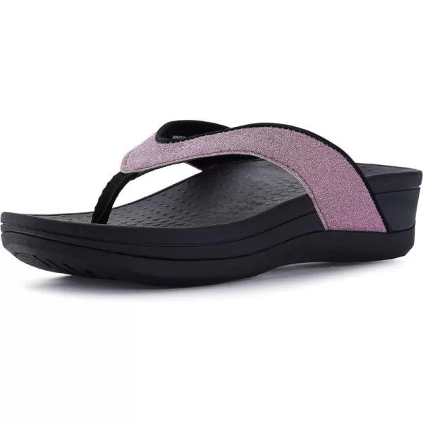imageWHITIN Womens Platform Flip Flops  Orthotic Arch Support  Soft Toe Post  Wedge Thong SandalsC30  Rose Red