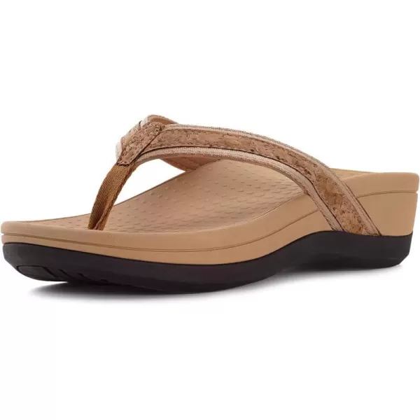 imageWHITIN Womens Platform Flip Flops  Orthotic Arch Support  Soft Toe Post  Wedge Thong SandalsC31  Cork Brown