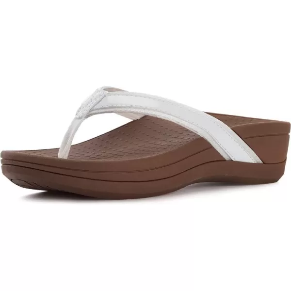 imageWHITIN Womens Platform Flip Flops  Orthotic Arch Support  Soft Toe Post  Wedge Thong SandalsC31  WhiteBrwon