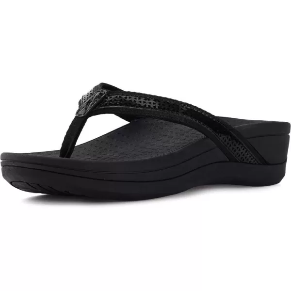 imageWHITIN Womens Platform Flip Flops  Orthotic Arch Support  Soft Toe Post  Wedge Thong SandalsC32  Black