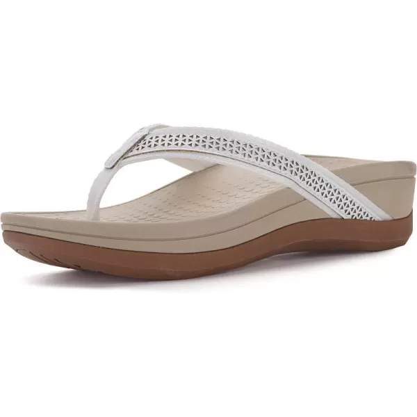 imageWHITIN Womens Platform Flip Flops  Orthotic Arch Support  Soft Toe Post  Wedge Thong SandalsC32  White