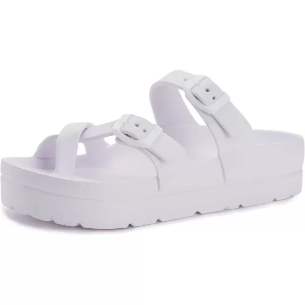 imageWHITIN Womens Platform Sandals Slides with Comfort Footbed  Adjustable Buckle  Ultra CushionWhite