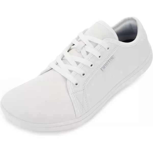 imageWHITIN Womens Wide Barefoot Shoes  Footloose Minimalist Style  Zero Drop Sole amp FlatW81v4 Microfiber Leather  All White