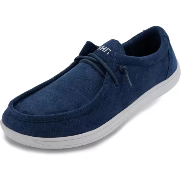 imageWHITIN Womens Wide Barefoot Shoes  Slipon Loafers  Zero Drop Sole  Step Into MinimalistW861 Corduroy  Navy Blue