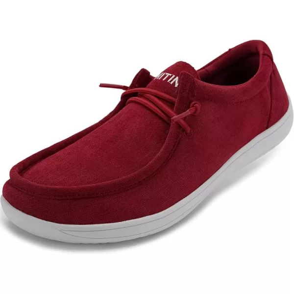 imageWHITIN Womens Wide Barefoot Shoes  Slipon Loafers  Zero Drop Sole  Step Into MinimalistW861 Corduroy  Red