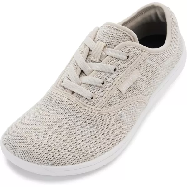 imageWHITIN Womens Wide Canvas Minimalist Barefoot Shoes  Zero Drop Sole  Casual SneakerW872  Beige Knit Upper
