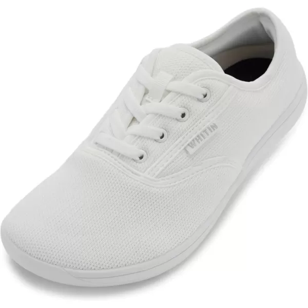 imageWHITIN Womens Wide Canvas Minimalist Barefoot Shoes  Zero Drop Sole  Casual SneakerW872  White Knit Upper