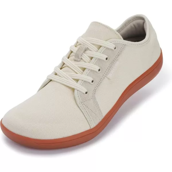 imageWHITIN Womens Wide Canvas Shoes  Minimalist Barefoot Sneakers  Classic Fit Low TopW81v2  Canvas Beige Gum