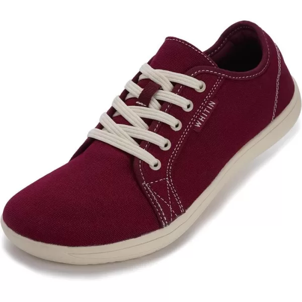 imageWHITIN Womens Wide Canvas Shoes  Minimalist Barefoot Sneakers  Classic Fit Low TopW81v2  Canvas Red Beige