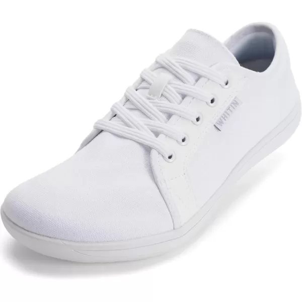 imageWHITIN Womens Wide Canvas Shoes  Minimalist Barefoot Sneakers  Classic Fit Low TopW81v2  Canvas White